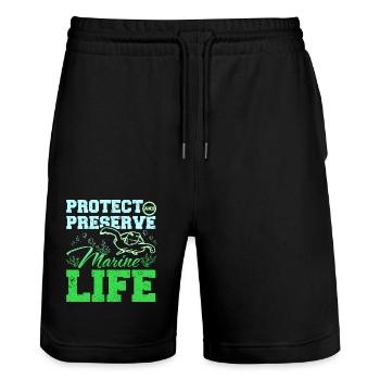 Protect and preserve marine life - Stanley/Stella Trainer Unisex Organic Jogging Shorts - black - Front - Nik (191cm) & Marisol (170cm)