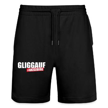 Glück auf Erzgebirge - Stanley/Stella Unisex Bio Joggingshorts Trainer  - Schwarz - Vorne - Nik (191cm) & Marisol (170cm)