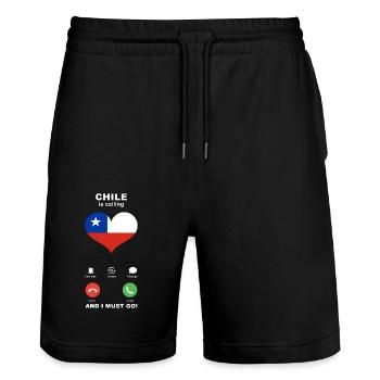 Chile is calling Chile Herz Souvenir - Stanley/Stella Unisex Bio Joggingshorts Trainer  - Schwarz - Vorne - Nik (191cm) & Marisol (170cm)