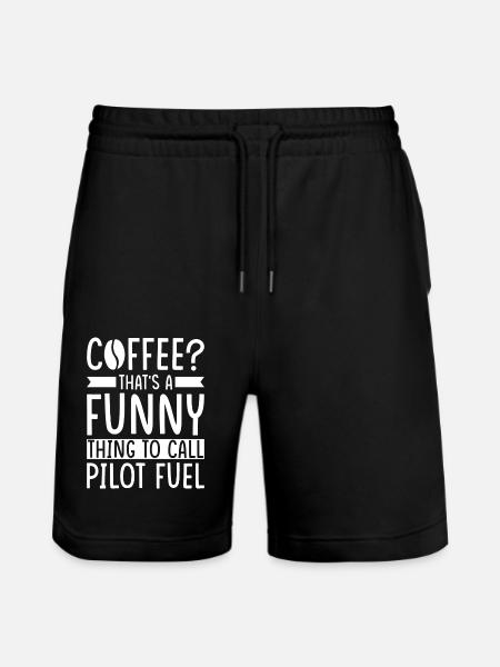Pilot Coffee Saying - Stanley/Stella Trainer Unisex Organic Jogging Shorts - black