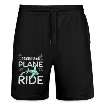 Mon premier voyage en avion - Short de jogging bio TRAINER Stanley/Stella unisexe - noir - Devant - Nik (191cm) & Marisol (170cm)