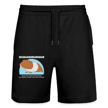 Meerschweinchen | Meerschwein Geschenk - Stanley/Stella Unisex Bio Joggingshorts Trainer  - Schwarz - Vorne - Nik (191cm) & Marisol (170cm)