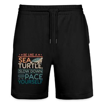 Sea turtle slow down and pace yourself - Stanley/Stella Trainer Unisex Organic Jogging Shorts - black - Front - Nik (191cm) & Marisol (170cm)