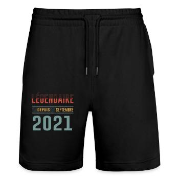 Légendaire Depuis Septembre 2021 Anniversaire - Short de jogging bio TRAINER Stanley/Stella unisexe - noir - Devant - Nik (191cm) & Marisol (170cm)