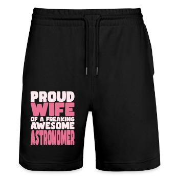 Stolze Ehefrau Eines Verdammt Guten Astronoms - Stanley/Stella Unisex Bio Joggingshorts Trainer  - Schwarz - Vorne - Nik (191cm) & Marisol (170cm)