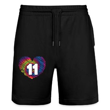 11. Geburtstag Herz Tie Dye | Tie Dye Themed - Stanley/Stella Unisex Bio Joggingshorts Trainer  - Schwarz - Vorne - Nik (191cm) & Marisol (170cm)