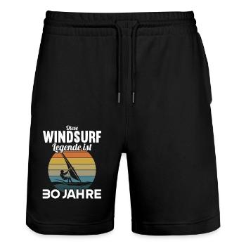 Diese Windsurf Legende ist 30 Jahre 30 Geburtstag - Stanley/Stella Unisex Bio Joggingshorts Trainer  - Schwarz - Vorne - Nik (191cm) & Marisol (170cm)