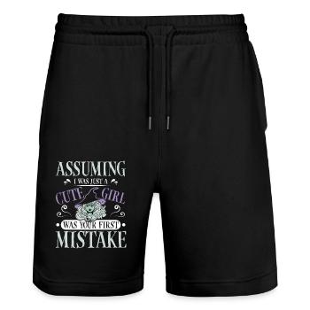 cute girl halloween saying - Stanley/Stella Unisex Bio Joggingshorts Trainer  - Schwarz - Vorne - Nik (191cm) & Marisol (170cm)