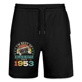 I'm Best Of Black Hits Since 1953 Kassette - Stanley/Stella Unisex Bio Joggingshorts Trainer  - Schwarz - Vorne - Nik (191cm) & Marisol (170cm)