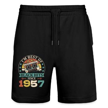 I'm Best Of Black Hits Since 1957 Kassette - Stanley/Stella Unisex Bio Joggingshorts Trainer  - Schwarz - Vorne - Nik (191cm) & Marisol (170cm)