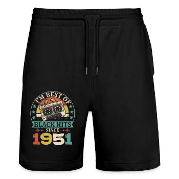 I’m Best Of Black Hits Cassette depuis 1951 - Short de jogging bio TRAINER Stanley/Stella unisexe - noir - Devant - Nik (191cm) & Marisol (170cm)