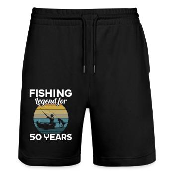 This fishing legend is 50 years 50 birthday - Stanley/Stella Trainer Unisex Organic Jogging Shorts - black - Front - Nik (191cm) & Marisol (170cm)