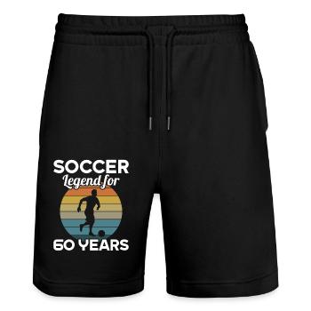 This football legend is 60 years 60 birthday - Stanley/Stella Trainer Unisex Organic Jogging Shorts - black - Front - Nik (191cm) & Marisol (170cm)