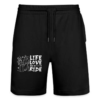 Life love and ride a horse - Stanley/Stella Unisex Bio Joggingshorts Trainer  - Schwarz - Vorne - Nik (191cm) & Marisol (170cm)