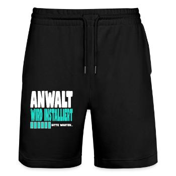 Anwalt wird installiert - Stanley/Stella Unisex Bio Joggingshorts Trainer  - Schwarz - Vorne - Nik (191cm) & Marisol (170cm)