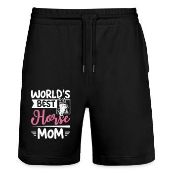 La meilleure maman de cheval du monde - Short de jogging bio TRAINER Stanley/Stella unisexe - noir - Devant - Nik (191cm) & Marisol (170cm)