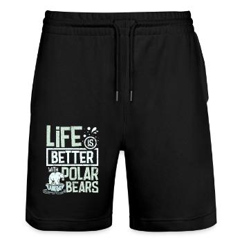 Life is better with polar bears - Stanley/Stella Unisex Bio Joggingshorts Trainer  - Schwarz - Vorne - Nik (191cm) & Marisol (170cm)