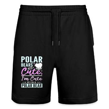 Polar bears are cute I'm cute so I'm a polar bear - Stanley/Stella Unisex Bio Joggingshorts Trainer  - Schwarz - Vorne - Nik (191cm) & Marisol (170cm)