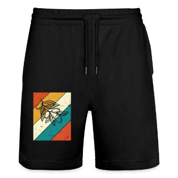 Olive food oil Retro Vegetarian Gift idea - Stanley/Stella Unisex Bio Joggingshorts Trainer  - Schwarz - Vorne - Nik (191cm) & Marisol (170cm)