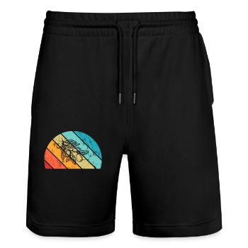 Olive food oil Retro Vegetarian Gift idea - Stanley/Stella Unisex Bio Joggingshorts Trainer  - Schwarz - Vorne - Nik (191cm) & Marisol (170cm)