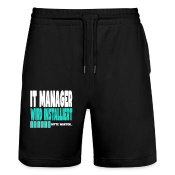 It Manager wird installiert - Stanley/Stella Unisex Bio Joggingshorts Trainer  - Schwarz - Vorne - Nik (191cm) & Marisol (170cm)