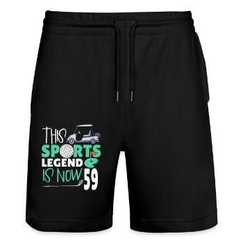 Diese Sportlegende Ist Jetzt 59, Golfspiel 59. - Stanley/Stella Unisex Bio Joggingshorts Trainer  - Schwarz - Vorne - Nik (191cm) & Marisol (170cm)