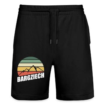 Erzgebirge Bergziege Wandern Sachsen - Stanley/Stella Unisex Bio Joggingshorts Trainer  - Schwarz - Vorne - Nik (191cm) & Marisol (170cm)