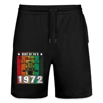 Best Of 70's Born 1972 Classic Motorcycle - Stanley/Stella Trainer Unisex Organic Jogging Shorts - black - Front - Nik (191cm) & Marisol (170cm)