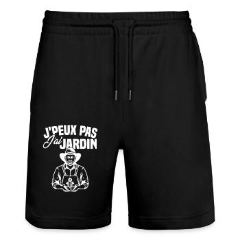 J'peux pas j'ai jardin - Short de jogging bio TRAINER Stanley/Stella unisexe - noir - Devant - Nik (191cm) & Marisol (170cm)
