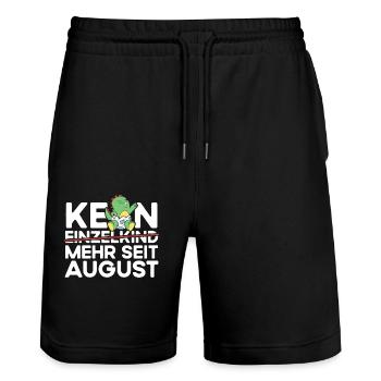 Kein Einzelkind Mehr Seit August Große Schwester - Stanley/Stella Unisex Bio Joggingshorts Trainer  - Schwarz - Vorne - Nik (191cm) & Marisol (170cm)