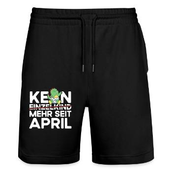 Kein Einzelkind Mehr Seit April Große Schwester - Stanley/Stella Unisex Bio Joggingshorts Trainer  - Schwarz - Vorne - Nik (191cm) & Marisol (170cm)