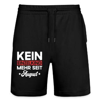 Kein Einzelkind Mehr Seit August Große Schwester - Stanley/Stella Unisex Bio Joggingshorts Trainer  - Schwarz - Vorne - Nik (191cm) & Marisol (170cm)