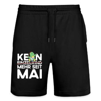 Kein Einzelkind Mehr Seit Mai Große Schwester - Stanley/Stella Unisex Bio Joggingshorts Trainer  - Schwarz - Vorne - Nik (191cm) & Marisol (170cm)