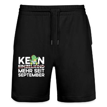 Kein Einzelkind Mehr Seit September Große - Stanley/Stella Unisex Bio Joggingshorts Trainer  - Schwarz - Vorne - Nik (191cm) & Marisol (170cm)