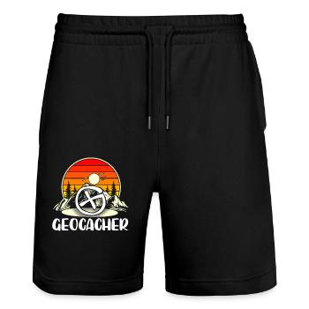 Géocaching Geocacher Geocache - Short de jogging bio TRAINER Stanley/Stella unisexe - noir - Devant - Nik (191cm) & Marisol (170cm)