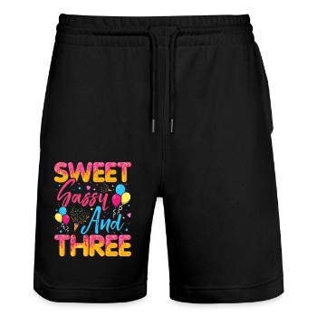 Süßer Frechdachs Und Drei Streusel Köstlicher - Stanley/Stella Unisex Bio Joggingshorts Trainer  - Schwarz - Vorne - Nik (191cm) & Marisol (170cm)