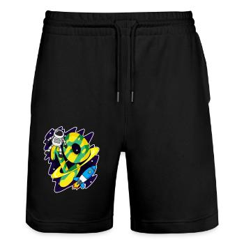 Boy 10 years old - 10th birthday gift - Stanley/Stella Trainer Unisex Organic Jogging Shorts - black - Front - Nik (191cm) & Marisol (170cm)
