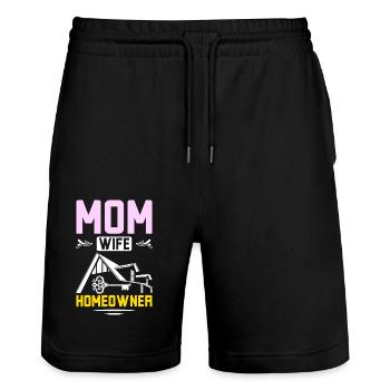 Mom wife homeowner - Stanley/Stella Unisex Bio Joggingshorts Trainer  - Schwarz - Vorne - Nik (191cm) & Marisol (170cm)