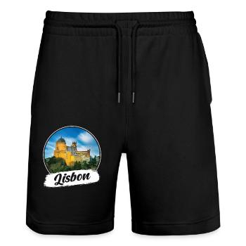 Lissabon Souvenir - Stanley/Stella Unisex Bio Joggingshorts Trainer  - Schwarz - Vorne - Nik (191cm) & Marisol (170cm)