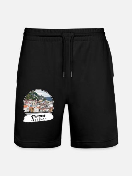 Bergen Norway Souvenir - Stanley/Stella Trainer Unisex Organic Jogging Shorts - black