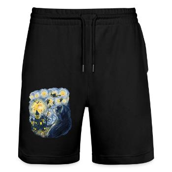 Spooky Evening With Pumpkins Ghosts - Stanley/Stella Trainer Unisex Organic Jogging Shorts - black - Front - Nik (191cm) & Marisol (170cm)