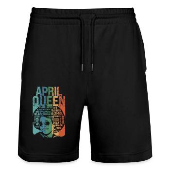 April Queen Birth Month Celebrate Black Faith - Stanley/Stella Unisex Bio Joggingshorts Trainer  - Schwarz - Vorne - Nik (191cm) & Marisol (170cm)
