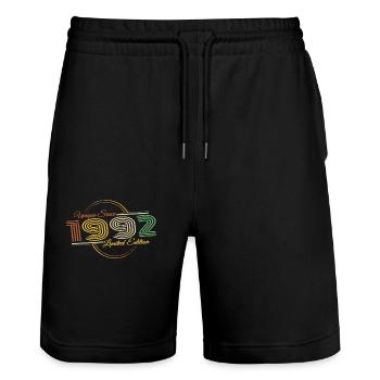 Einzigartig seit 1992 Retro Sprüche 30. Geburtstag - Stanley/Stella Unisex Bio Joggingshorts Trainer  - Schwarz - Vorne - Nik (191cm) & Marisol (170cm)
