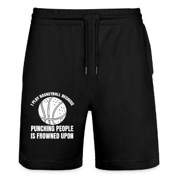 Basketball Basketball Lovers Basketball Club - Short de jogging bio TRAINER Stanley/Stella unisexe - noir - Devant - Nik (191cm) & Marisol (170cm)
