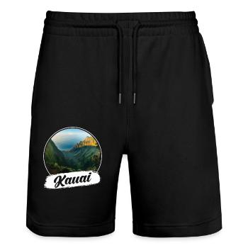 Kauai Souvenir - Short de jogging bio TRAINER Stanley/Stella unisexe - noir - Devant - Nik (191cm) & Marisol (170cm)