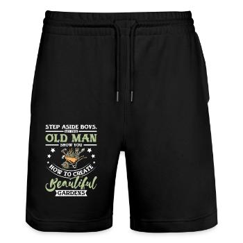 Old man show you how to create beautiful gardens - Stanley/Stella Unisex Bio Joggingshorts Trainer  - Schwarz - Vorne - Nik (191cm) & Marisol (170cm)
