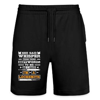 Three sexy words I'm a locksmith - Stanley/Stella Unisex Bio Joggingshorts Trainer  - Schwarz - Vorne - Nik (191cm) & Marisol (170cm)