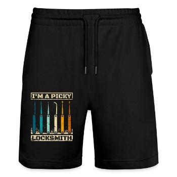 I'm a picky locksmith - Stanley/Stella Unisex Bio Joggingshorts Trainer  - Schwarz - Vorne - Nik (191cm) & Marisol (170cm)