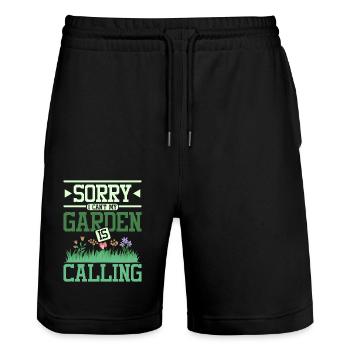 Sorry I can't my garden is calling - Stanley/Stella Unisex Bio Joggingshorts Trainer  - Schwarz - Vorne - Nik (191cm) & Marisol (170cm)