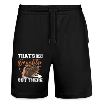That's my daughter out there football - Stanley/Stella Unisex Bio Joggingshorts Trainer  - Schwarz - Vorne - Nik (191cm) & Marisol (170cm)